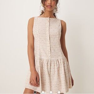 Drop waist ASOS cotton linen printed dress M